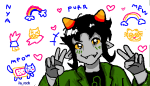  2025 art_dump blood blush clouds crossover decapitation fullres garfield heart ila_rock nepeta_leijon no_hat nyan_cat rainbow solo starter_outfit text 