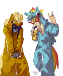 2017 beverage blush cosplay dirk_strider equius_zahhak filibusterfrog fullres kigurumi my_little_pony sweat
