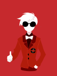   dave_strider red_plush_puppet_tux silhouette solo thumbs_up tls 