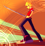  dave_strider katana low_angle red_record_tee solo starter_outfit yoshiie 