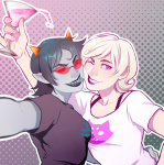  alcohol blurred_vision cocktail_glass punpunichu request roxy_lalonde shipping starter_outfit terezi_pyrope wonk 