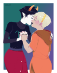 2018 fullres godtier holding_hands kanaya_maryam kiss light_aspect redrom rose_lalonde rosemary seer shipping sickarknife starter_outfit