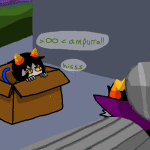 2011 alternia animated babinani back_angle clouds emoticon eridan_ampora fullres jaggy_lines lying nepeta_leijon night no_hat on_stomach sitting stars starter_outfit word_balloon