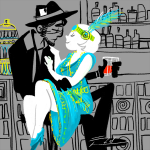 2013 20sstuck alcohol beverage card ellinor eyepatch facial_hair fashion fullres grayscale highlight_color homestuck_shipping_world_cup humanized jack_noir ms_paint paint_it_black profile sitting spade spades_slick