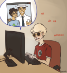  blue_slime_ghost_shirt computer dad dave_strider fastpuck john_egbert red_record_tee starter_outfit word_balloon 
