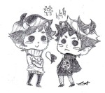  2013 ancest blackrom blush broken_source chibi dancestors fullres grayscale hatemarriage heart kankri_vantas karkat_vantas miyotora monochrome pencil redrom shipping spade starter_outfit vantases 