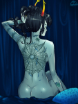  2014 alternate_hair ancestors back_angle body_modification fullres marquise_spinneret_mindfang melspontaneus no_hat no_shirt nudity scars shipping sitting solo spiders vampir8s web zodiac_symbol 