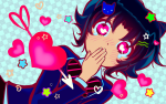  2025 alien_stage blush cats fashion fullres headshot heart humanized nepeta_leijon parody school_uniform solo stars yaoisquidbob 