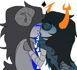  2025 aradia_megido aradiabot artificial_limb blackrom blush eyepatch fullres illegal_vriska kiss make_her_pay sanestartistt shipping spade starter_outfit vriska_serket 