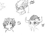  2013 eridan_ampora fullres grayscale headshot karkat_vantas monochrome pencil rainpaper starter_outfit tavros_nitram zodiac_symbol 