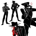  blood fedora hat knife multiple_personas solo source_needed spades_slick weapon 