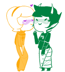  2012 bana blush fullres godtier heart jaggy_lines kanaya_maryam kiss light_aspect redrom rose_lalonde rosemary seer shipping starter_outfit theme_coloring 