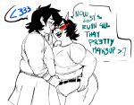 2020 bluesclues blush body_modification chubstuck fullres grayscale heart highlight_color john_egbert lineart near_kiss ri0tbreaker rule63 shipping terezi_pyrope text word_balloon