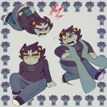  2025 blush bondage chubstuck fullres image_manipulation jaggy_lines karkat_plushie karkat_vantas obscenicon plushie rule63 sitting solo starter_outfit sweat transtuck troll_tail 