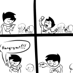 2017 breath_aspect comic dave_strider fullres godtier grayscale heir john_egbert kanaya_maryam knight light_aspect lineart monochrome phone rose_lalonde seer selfie steelcorridor text the_truth time_aspect word_balloon