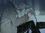  crying grayscale hug rain sawtooth squarewave yoshiie 