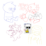  2026 art_dump babies carrying dancestors dream_ghost fankid feferi_peixes fullres grubs jaggy_lines john_egbert kankri_vantas karkat_vantas lineart native_source no_glasses offkilterkeys sprite_mode starter_outfit theme_coloring vantases 