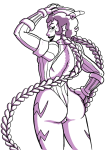 2013 back_angle cosplay crossover dancestors fullres lineart meenah_peixes monochrome no_glasses nsfw_source planetofjunk solo street_fighter