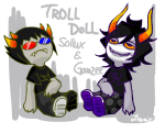  2012 fullres gamzee_makara plushie q-dormir sitting sollux_captor starter_outfit text 