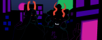 2025 alternia ancestors arm_around_shoulder city expatriate_darkleer fullres grand_highblood green_moon jaggy_lines night odvunir pink_moon silhouette the_finger