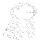  2022 casey consorts fullres grayscale lineart monochrome plushie primordialwoe rag_of_demons salamanders solo text 