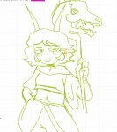 2024 ellsee_raines fanfic_art fantroll fullres highlight_color kittypeb lineart monochrome skulls solo starter_outfit vast_error weapon