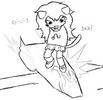  ! 2025 araneomania dancestors emoticon fullres grayscale jaggy_lines meulin_leijon monochrome rocket_board solo starter_outfit text 