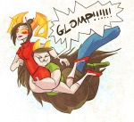  2016 chubstuck damara_megido dancestors dojo fullres hug meulin_leijon midair redrom shipping starter_outfit text tokyo_meumeu word_balloon 