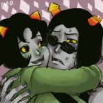  2011 diamond dusking equius_zahhak fullres headshot hug meowrails nepeta_leijon no_hat palerom shipping starter_outfit sweat 