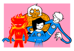 2024 capn_cooks crossover fanfic_art fankid fantastic_four fire fullres homeskillet jaggy_lines karkat_goes_to_a_convention marvel