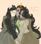  dogtier feferi_peixes godtier holding_hands horrorcuties jade_harley kiss life_aspect redrom rumminov shipping space_aspect witch 