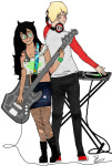  back_to_back bass dave_strider eclectic_bass headphones instrument jade_harley jewels-fern red_baseball_tee turntables 