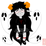 aradia_megido broken_source dead_aradia entou ghosts huge jaggy_lines midair solo starter_outfit transparent