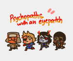  2021 artificial_limb blush chibi countryhumans crossover eddsworld eyepatch facial_hair fullres illegal_vriska scars starter_outfit team_fortress_2 text vriska_serket zzoupz 