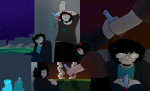 2025 beverage blush burning_down_the_house chubstuck detective_duo fanfic_art faygo fullres gelarshiesprofruitboarder jaggy_lines jane_crocker redrom shipping silhouette sitting starter_outfit terezi_pyrope text