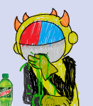  2016 beverage dancestors fullres image_manipulation jaggy_lines mituna_captor sailorbeefcake scribble_mode solo starter_outfit vomit 