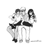  applebees arm_around_shoulder au body_modification dave_strider fashion grayscale houndoom jade_harley mimicre multishipping shipping sitting sollux_captor spacetime 
