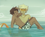 2015 barefoot carrying clouds dirk_strider freckles fullres ikimaru jake_english jewelry merfolk no_glasses no_shirt ocean pumpkin_patch shipping swimsuit text