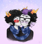  eridan_ampora erisol headshot kiss redrom scarf_sharing shipping smiling_eridan sollux_captor tikkilanka winter 
