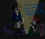 anonymous_artist book broken_source deviantart flashlight metastuck sitting text tumblr_(metastuck)