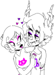  arm_around_shoulder gamzee_makara harshwhimsy heart highlight_color krunk redrom roxy_lalonde shipping starter_outfit 