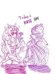 ! 2013 bad_quality blush eridan_ampora eriferi feferi_peixes flowers fullres heart highlight_color kneeling lunaticjin monochrome redrom shipping sitting sketch text