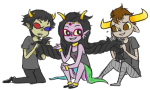  alternate_hair broken_source deleted_source feferi_peixes multishipping palerom queen_bee redrom rolling_in_the_deep shipping sitting sollux_captor styling_hair tavros_nitram witch-of-derp 