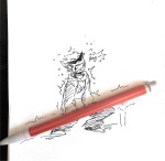 2025 aspect_hoodie dirk_strider enyo-various fullres grayscale heart_aspect monochrome pen real_life sketch solo text word_balloon