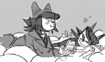  grayscale heart marshall nepeta_leijon no_glasses no_hat on_stomach redrom scratch_and_sniff shipping terezi_pyrope 