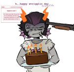  2026 cake cronus_ampora dancestors dream_ghost food fullres happy_birthday_message rifle sanestartistt scars smoking solo starter_outfit sweat text 