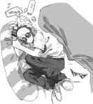  2025 dave_strider fullres grayscale headphones language:korean lying monochrome music_note solo starter_outfit text tiniming66 