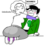  2025 alternate_hair blush casual drgravyjones fashion fullres grimdorks jaggy_lines john_egbert lipstick_stains redrom rose_lalonde shipping sweat text word_balloon 