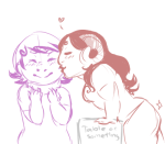  aradia_megido blush heart kiss lady-james null_and_void redrom roxy_lalonde shipping sketch 