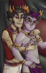 2014 au body_modification broken_source crossdressing eridan_ampora erisol fashion fullres gills grubscars jewelry no_glasses no_shirt reverse_hug robotwwizard shipping sollux_captor zodiac_symbol